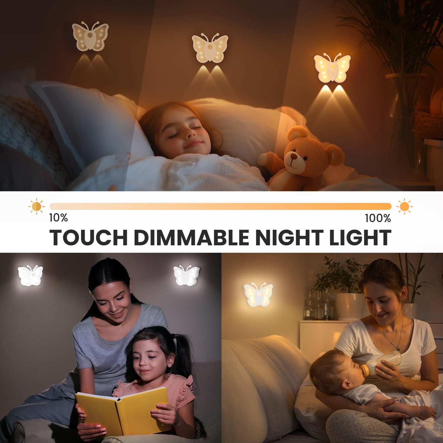 LOFTEK Motion Sensor Night Light, Rechargeable Stair Lights, Wireless with Magnetic Stick on Wall Light for Hallway, Bathroom, Bedroom, Kitchen, Portable for Outdoor Camping, Warm White, 4 Pack