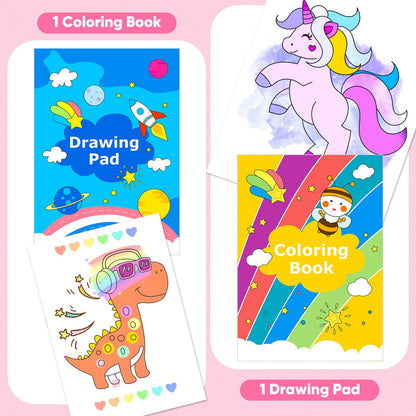 iBayam Art Supplies, 149-Pack Drawing Kit Painting Art Set Art Kits Gifts Box, Arts and Crafts for Kids Girls Boys, with Coloring Book, Crayons, Pastels, Pencils, Watercolor Pens & Cakes (Pink)