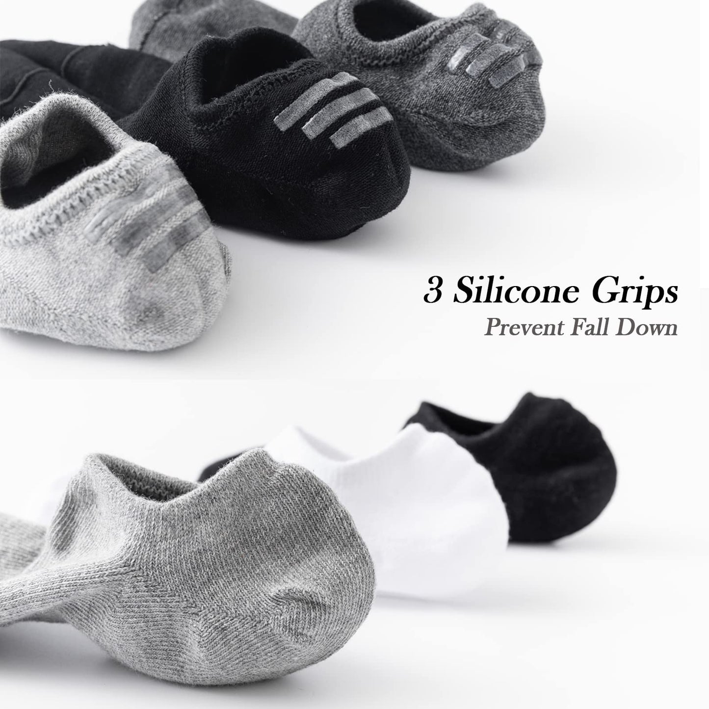 JORMATT 6 Pairs Mens & Women No Show Socks Non-Slip, Athletic Sneaker Cotton Invisible Low Cut Socks for Mens Shoe Size 10-13