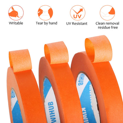 KIWIHUB Orange Painters Tape,1 inch x 60 Yards x 5 Rolls (300 Yards Total) - Medium Adhesive Masking Tape for Painting,Labeling,DIY Crafting,Decoration and School Projects