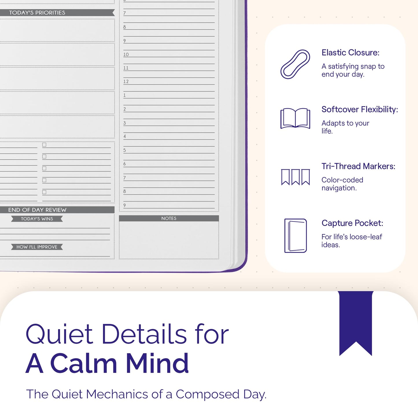 Panda Planner Pro A4 Daily Planner 2026 – 6 Month Undated Planner with Hourly Schedule, Large 8.5x11 Layout, To Do List, Daily Journal, Goal Planner, Habit Tracker & Gratitude Organizer for Home/Office – Purple