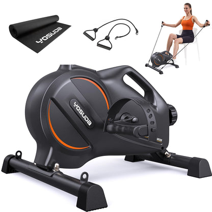 YOSUDA Under Desk Bike Pedal Exerciser, Mini Bike with Bluetooth Portable Foot Cycle Arm & Leg Peddler Machine with 2 Resistance Bands & Non-Slip Mat