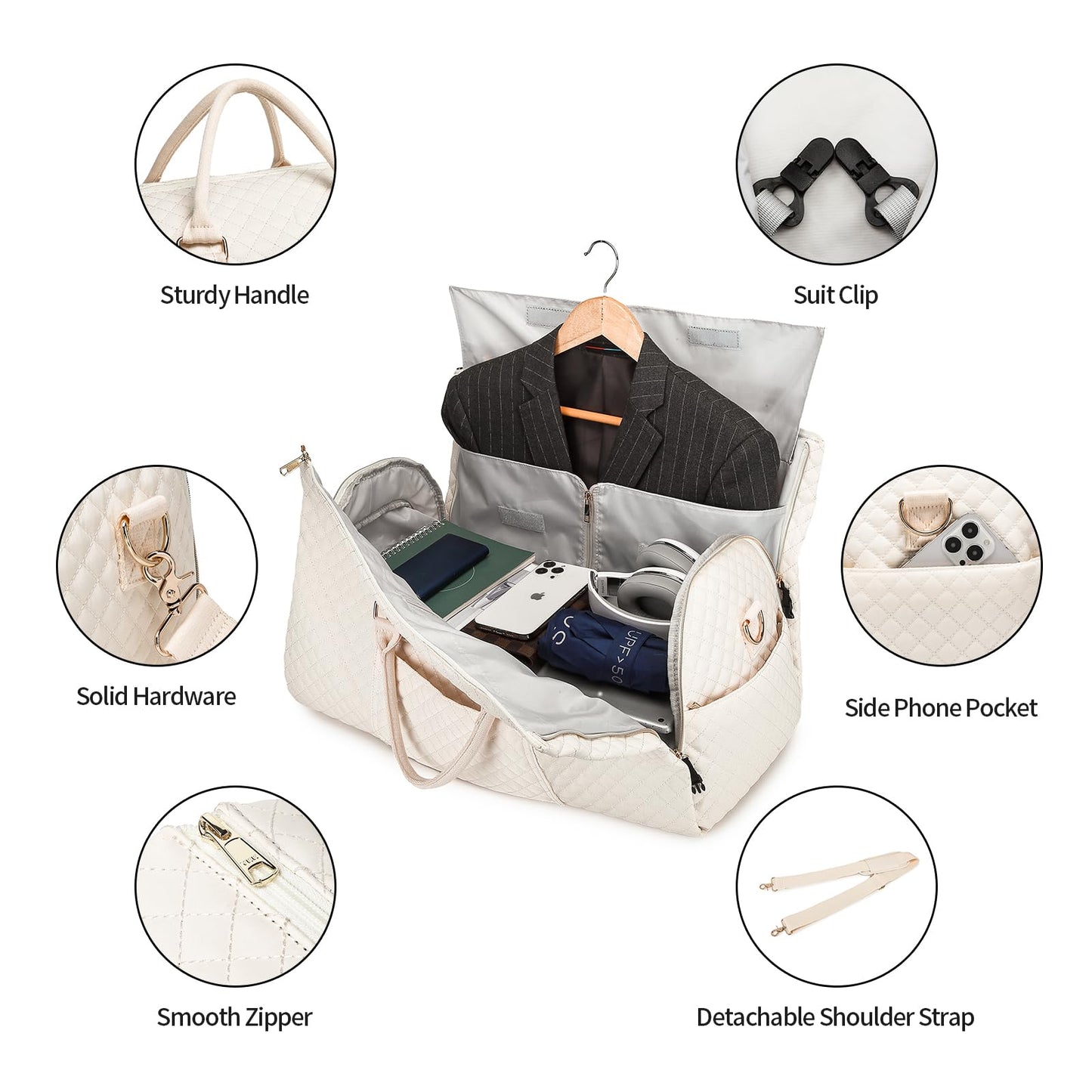 seyfocnia Convertible Carry on Garment Bag for Women, Garment Bags for Travel with Shoe Pouch 2 in 1 Hanging Suitcase Suit Bag for Women Travel Duffle Bag Garment Bag