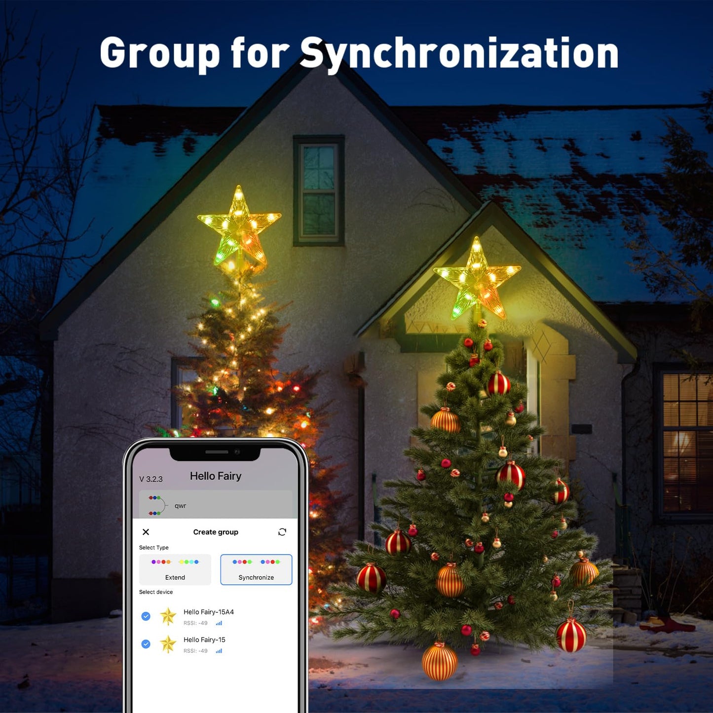 7.6" Christmas Tree Topper Star, RGB LED Lighted Star Tree Top w/Remote Control&APP, Scene Mode, DIY, Dimmable, Timer, Multicolour Lighted Treetop for Xmas Trees Holiday Party Gift Decorations