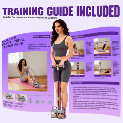 Resistance Bands with Handles, 6 Tube Pedal Resistance Band for Exercise, Dual Pedal Adjustable Resistance, Ab Roller Handle Full Body Home Workout Equipment for Abs, Legs, Arms, Women (Purple)