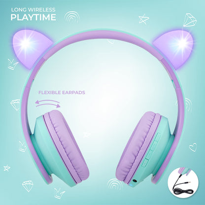 PowerLocus Kids Headphones Over-Ear, Bluetooth Wireless Headphones for Kids,with Microphone, Safe 85DB Volume Limited, Foldable with Carry Case, Audio Cable, Micro SD mode for Online Classes,PC,Phones