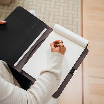 Orbitkey Compendium – Premium Vegan Leather & Recycled Fabric – Leather-Free Notebook Cover - Elastic Cord Closure, Hidden Card Slots & Pen Holder – Professional Organizer & Document Folio (Black, A4) [Office Product]