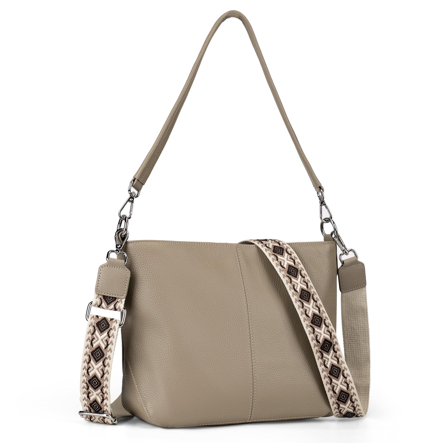 befen Genuine Leather Purse for Women, Soft Leather Crossbody Hobo Bag Women's Shoulder bag Handbags with 2 Removable Straps Designer Cross Body Purses for Everyday & Travel & Work Taupe