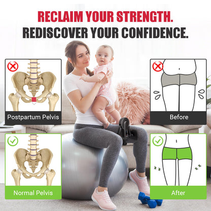 Thigh Trainer for Women, 10-100lb Adjustable Resistance Inner Thigh Exerciser with Leg Band & Poster for Kegel Exercise, Pelvic Floor Trainer for Postpartum Rehabilitation Home Gym