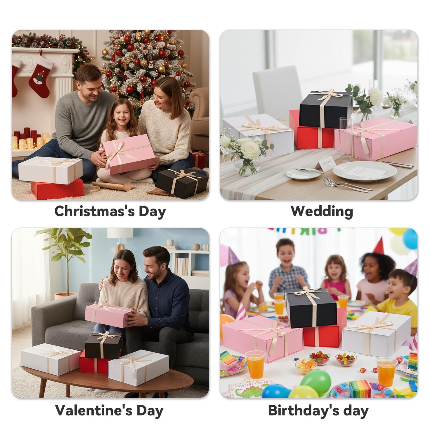 Brothersbox Pink Gift Box 13.8"x9.1"x4.3" Large Gift Boxes for Presents with Magnetic Lid, Ribbon, Collapsible Boxes for Valentine's Day Mother's Day Christmas Birthday Wedding