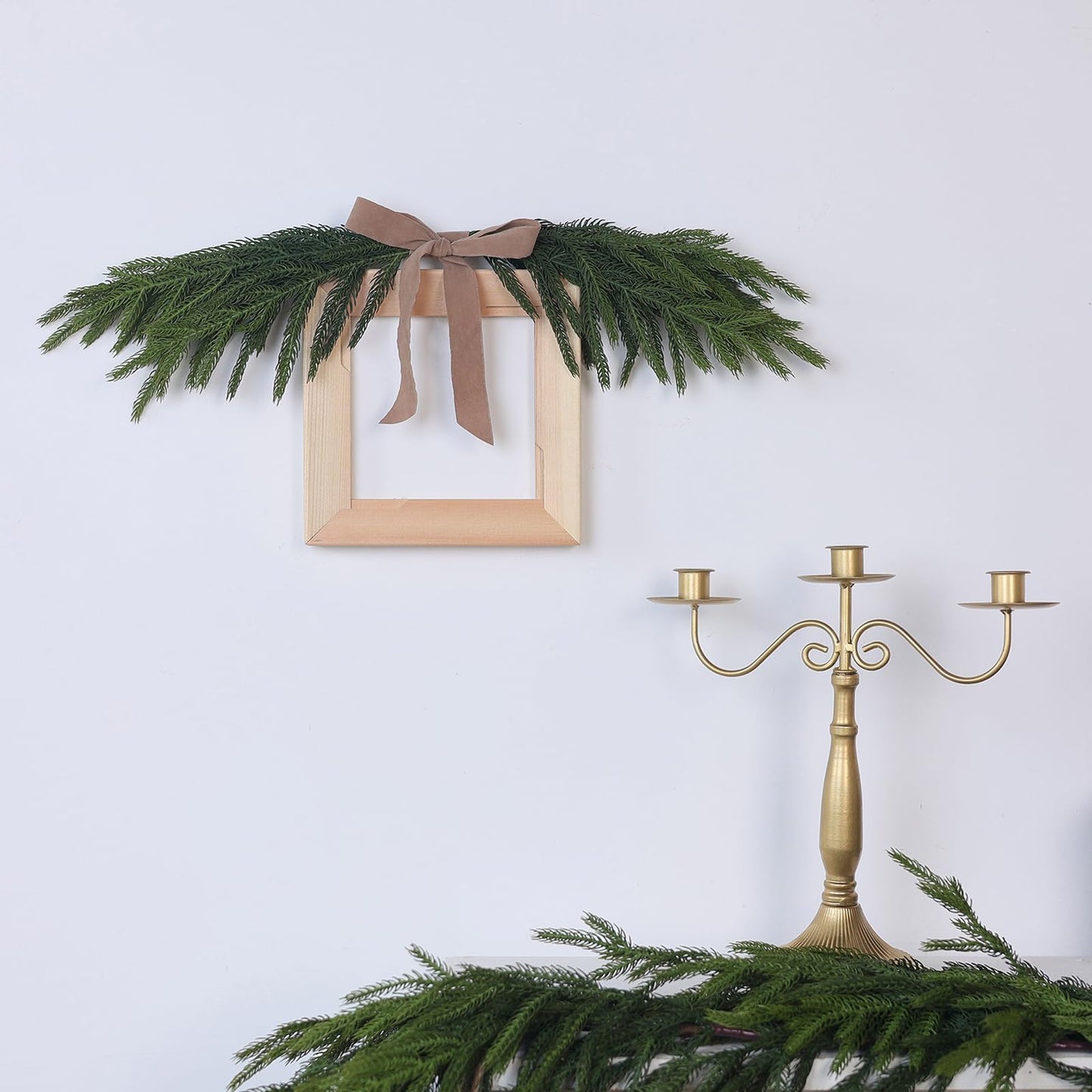 YXZZWL 16 Pcs Christmas Norfolk Pine Branches, 18 Inch Soft Textured Artificial Norfolk Pine Branch Faux Cedar Pine Stem Fake Greenery Picks for Vase DIY Garland Wreath Home Decoration