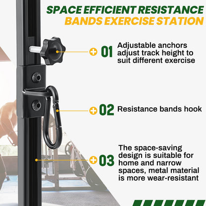 Wonderjune Resistance Bands Wall Mount System Adjustable Wall Anchor 35.5in Metal Gym Station for Exercises Home Fitness Workout Athletic Training,Resistance Bands Not Included