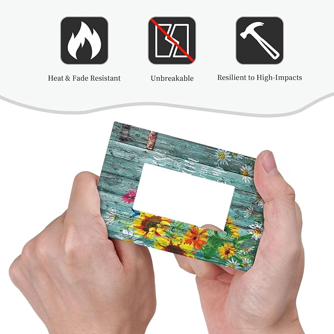 Turquoise Rustic Vintage Wood Planks Sunflower Butterfly Single Rocker/Decora Light Switch Plate Decorative 1 Gang Outlet Cover Faceplate GFCI Electrical Receptacle Wallplate Dimmer for Home Decor