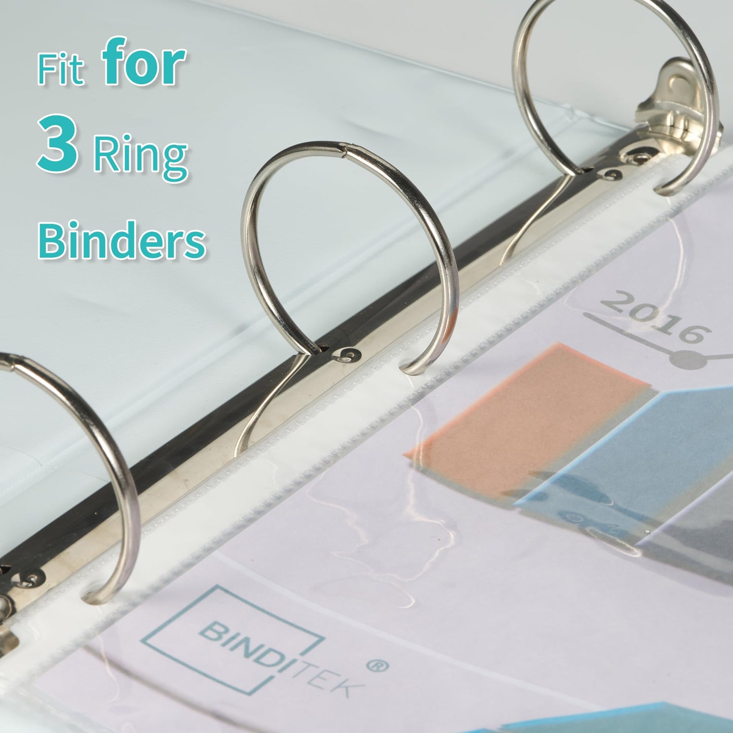 Binditek 128 Pack Heavyduty Clear Sheet Protectors with 8 Tabs, 45 Sheets Capacity, 8.5 x 11 inch Plastic Dividers for 3 Ring Binder, Insertable Index Divider, Letter Size, 16 Set, Label Sticker