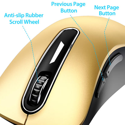 memzuoix 2.4G Wireless Mouse, 1400 DPI Mobile Optical Cordless Mouse with USB Receiver, Portable Computer Mice for Laptop, PC, Desktop, MacBook, 5 Buttons, Red