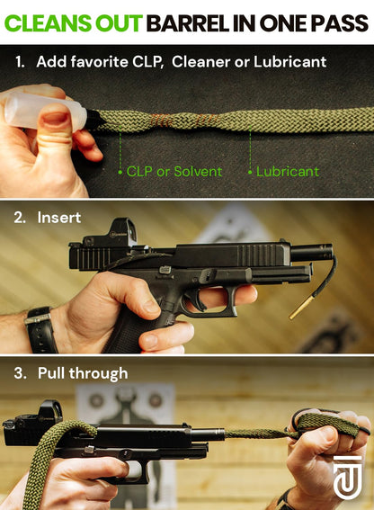 Bore Cleaner Gun Cleaning Kit for 12Ga / 5.56 / 9mm Gun Cleaning Snake, Gun Cleaning Supplies Incl. 1.69oz Clp Gun Cleaning Oil, Gun Cleaning Patches, Gun Cleaning Swabs, Gun Brushes, Cleaning Picks