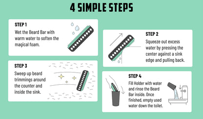 Mat's Beard Bar® & Holder Pro (V2.0) - FLEXIBLE - Clean Up Beard Trimmings from Sinks and Countertops After Shaving - Best Gifts For Men