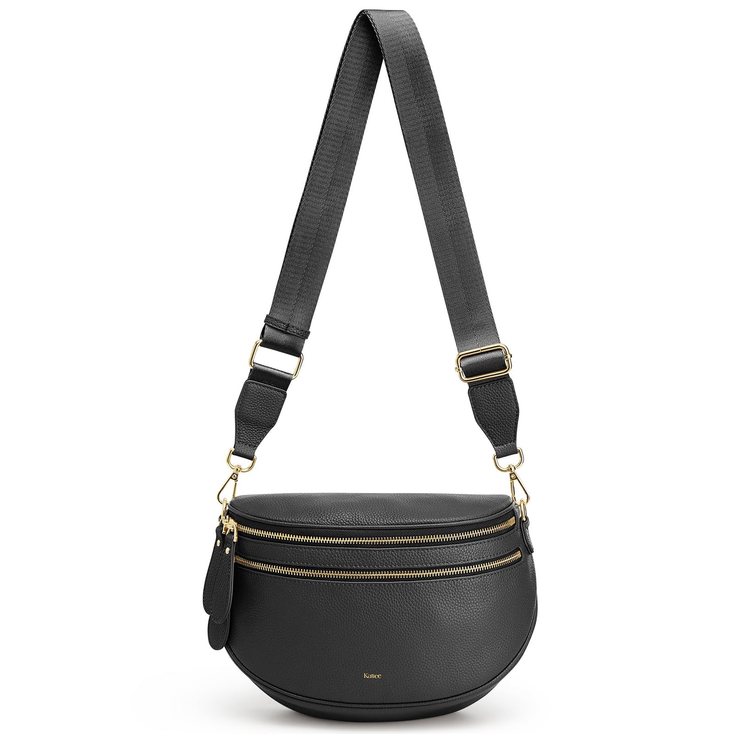 Kattee Crossbody Bag Bum Bags for Women, Leather Fanny Packs Belt Bag, Spacious Sling Purses for Women with RFID Blocking, Black