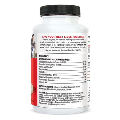 Nutri-Vet Hip & Joint Regular Strength Chewable Dog Supplements, Formulated with Glucosamine Chondroitin, Pet Supplies, Joint Supplement for Dogs, Puppy Essentials, 120 Count