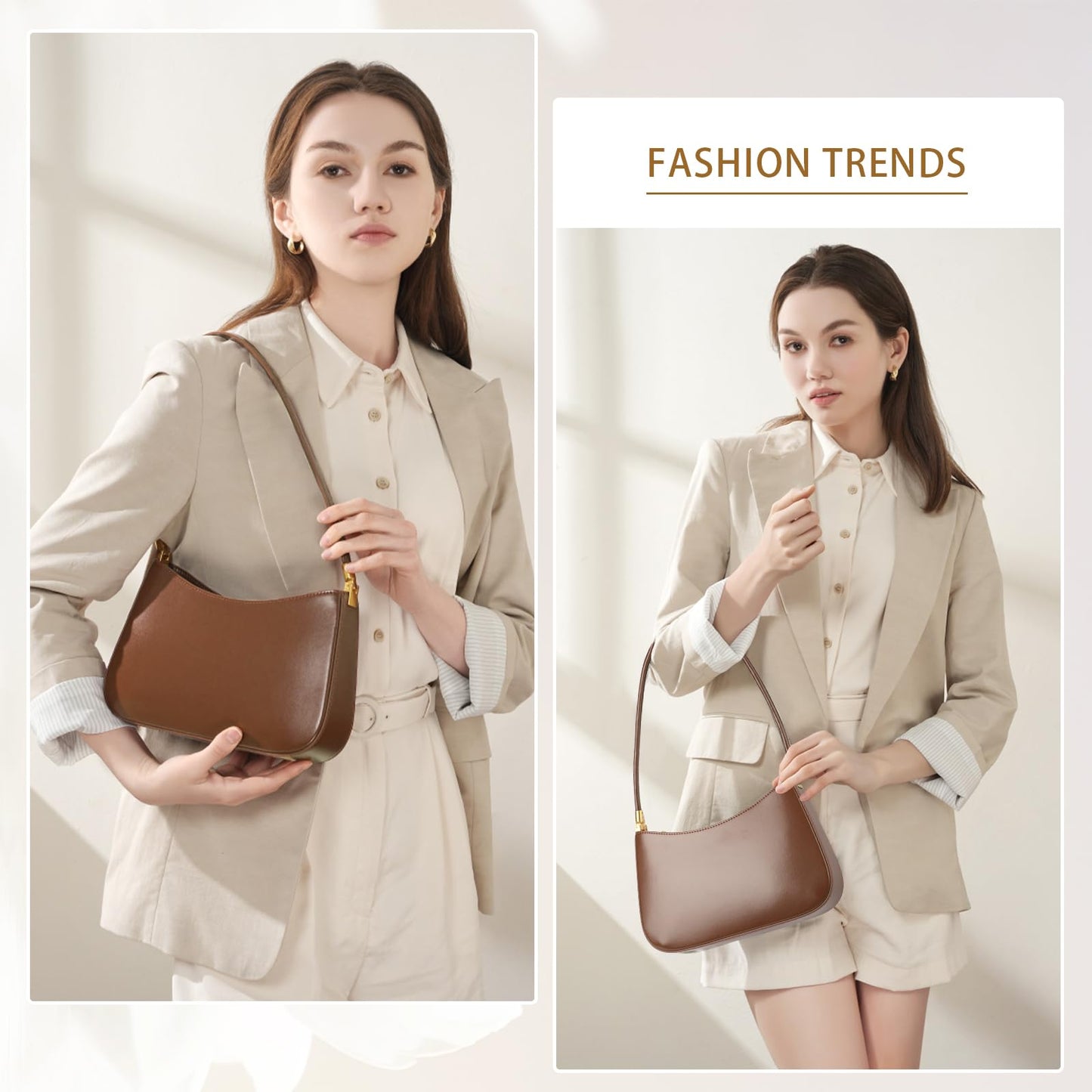 MFFOR Shoulder Bag for Women, Genuine Leather Hobo Tote Handbag, Small Clutch Purses Cute Hobo Handbag(Coffee)