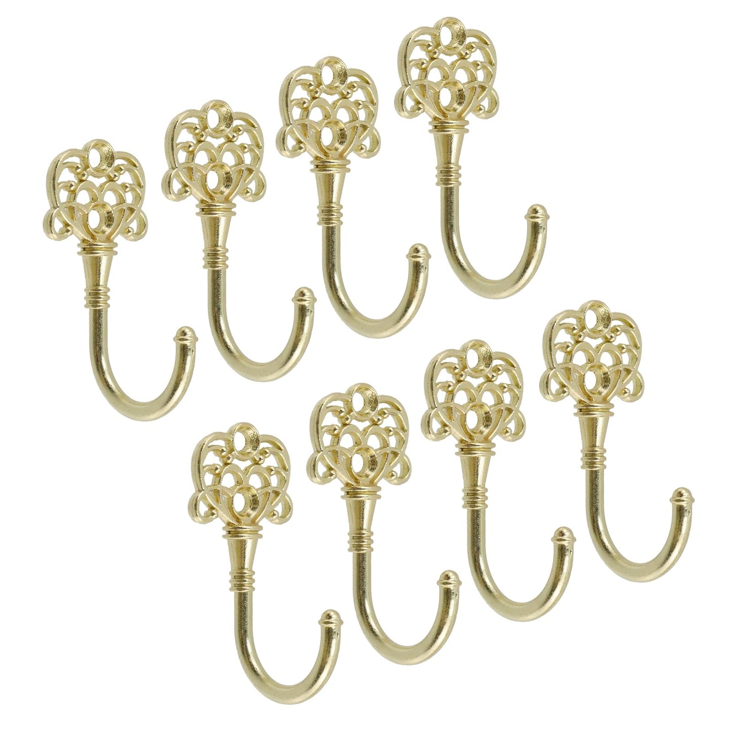 Wealrit 8 PCS Antique Wall Hook, Coat Hooks for Hanging Single Hanger Decor for Girls Room Door Towel Bathrooms with Screw, Heavy Duty Key Holder Wall Mount - Hat Purse Hanger -B Gold