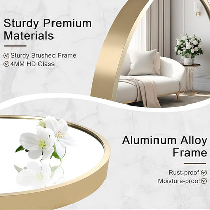 26x38 inch Oval Bathroom Mirror, Gold Vanity Wall Mirror with Brushed Metal Frame, Oval Mirrors for Bathroom, Entryway, Over Sink, Living Room