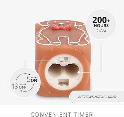 Luminara Flickering Flameless Candle 2.3" x 4.3", Battery Operated & Timer Function, Remote Ready (Sold Separately), Gingerbread Dog Moving Flame LED Light Figural Candle for Christmas Holiday Display
