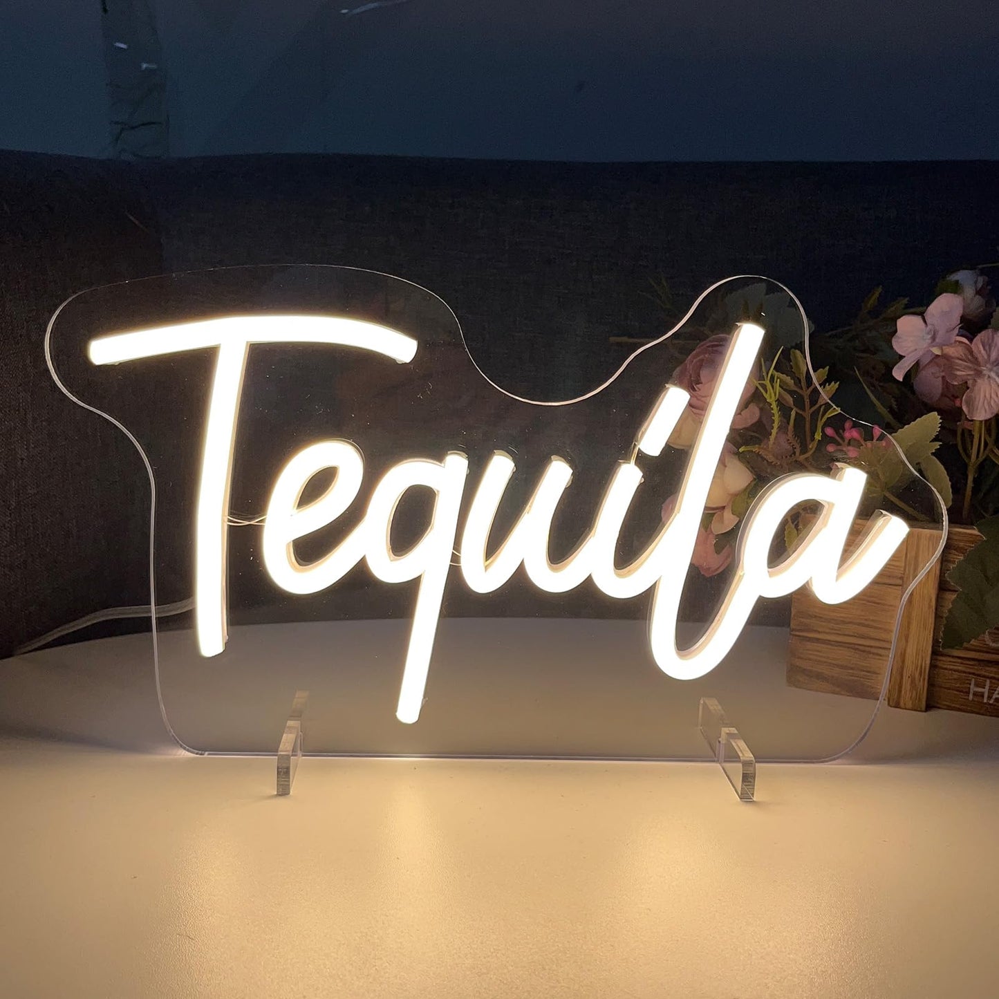 Tequila Table Number Neon Sign Desk Lamp Night Light Wedding Letter LED Neon Sign Wedding Table Decorations Neon Light Shop Bedroom Home Room Decor Christmas Party Warm White USB 30×16.8CM