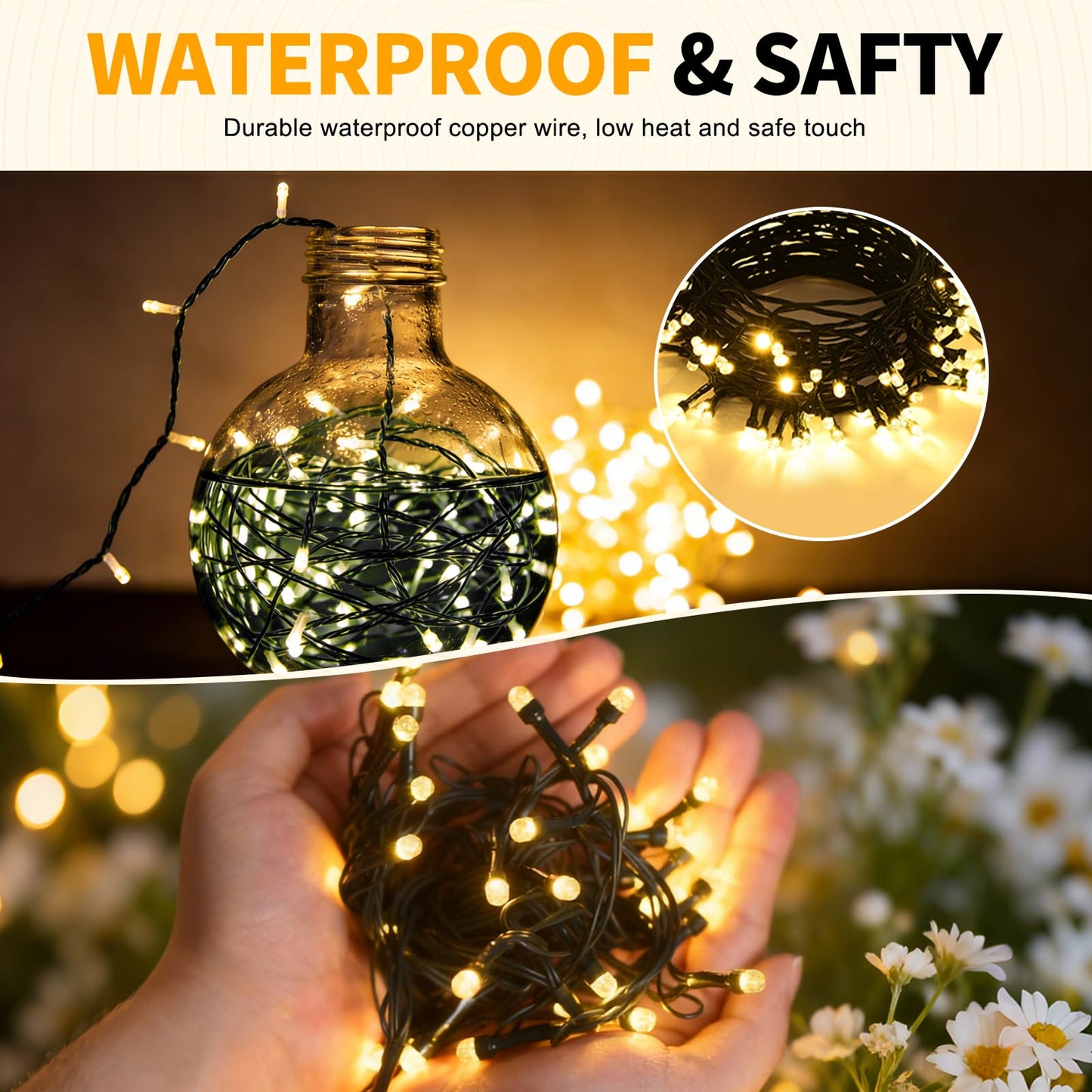 LUMLLSAJI 500 LED Fairy Lights 164 ft LED Twinkle Lights 8 Modes Plug-in with Memory Function Green Christmas String Light for Bedroom Xmas Tree Wreath Patio Party Spring Outdoor Decor
