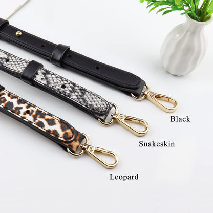 BEAULEGAN Wide Purse Strap Replacement - Microfiber Leather - 51 Inch Long Adjustable for Crossbody Shoulder Bag, Black/Gold