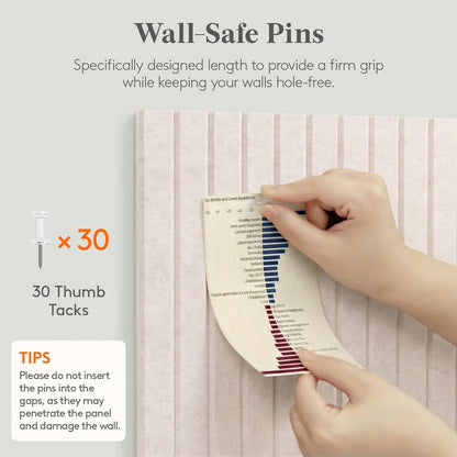 Lifewit Felt Slatted Bulletin Board with Self-Adhesive, 48"x 36"-12 Pack Cork Board Alternative, Pin Board Vision Board Message Board with 50 Pushpins for Office Decor, Room Decor, Oatmeal