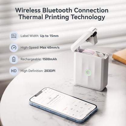 NIIMBOT D110 Upgraded Version Mini Label Maker Machine with 3 Tapes, Portable Bluetooth Thermal Printer, Sticker Labeler with Multiple Templates for Office Organization Home Kitchen School, White
