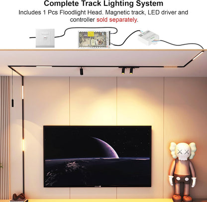 Hengsense Magnetic Floodlight Track Head 4 Pack, 24V 15W LED Lamp for Track Light, Dimmable Linear Floodlight with APP Remote Control, Adjustable CCT 3000K-6000K, ETL Certified Ceiling Lighting