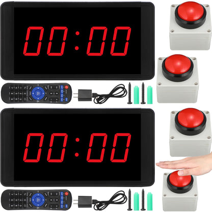 Relaxweex 2 Set Gym Timer Clock 1.5'' Large Digital Wall Fitness Room Rest Timer with Start/Stop Button and Remote Control, Gym Interval Workout Timer with Time Progress Bar Countdown/Up Stopwatch