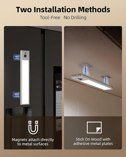 EZVALO 5 Pack Under Cabinet Lighting, 3200mAh Rechargeable Motion Sensor Light, 12inch Magnetic Closet Lights with Dimmable & 3 Color Temps, Wireless Motion Activated Lights with Remote for Kitchen