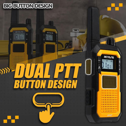 Retevis RB48 Walkie Talkies for Adults, with G-Type Earpiece, MIL-STD 810H, Advanced Triple Proof, Support VOX, 2000mAh, Emergency Alert, Vibration Reminder, Heavy Duty Two Way Radios(2 Pack)