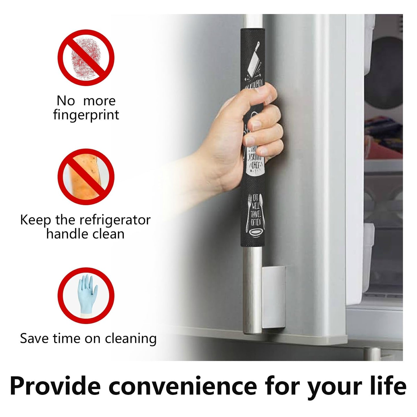 Kitchenware Cook Refrigerator Door Handle Covers Never Trust A Skinny Chef Kitchen Appliances Gloves For Microwave Dishwasher Fridge Door Cloth Protector 2pcs