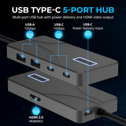 SABRENT 4-Port USB 3.0 Hub with Individual LED Power Switches - Slim, Portable Design - 2 Ft Cable - Fast Data Transfer - Compatible with Mac & PC (HB-UM43)