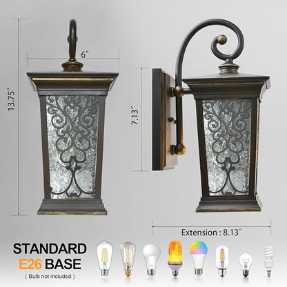 ALVIME Outdoor Wall Light Fixtures, Exterior Lighting Fixtures, Waterproof Porch Sconce, Outside Patio Lanterns for Entryway, House Front Door, Farmhouse, Balcony&Garage, E26 Base&Clear Seeded Glass