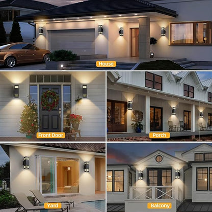 Modern Outdoor Wall Lights Dusk to Dawn, Black Exterior Lighting Fixtures Wall Mount with E26 Base, Square Outdoor Sconce Waterproof Outside Lights for House Porch Front Door, Bulbs Included