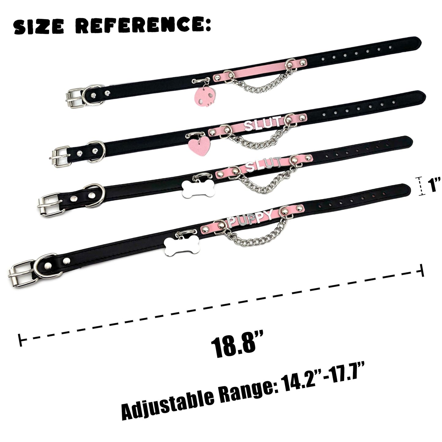EverGlimp Leather Choker Collar Necklace For Women,Cute Skull Gothic Punk Rock Choker Necklace Collars (BONE-PUPPY, PINK)