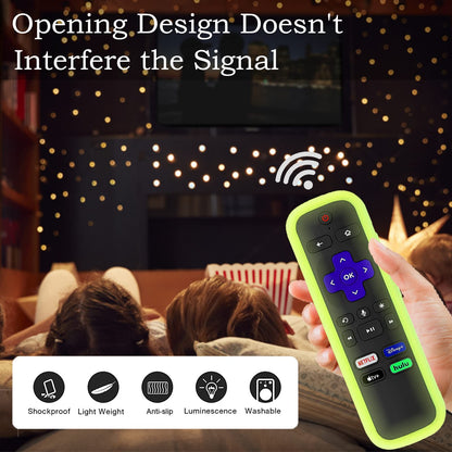 Silicone Protective Controller Cover fits for Roku TV Voice Remote | Element Roku | Westinghouse Roku TV Controller Cover,Glow in The Dark