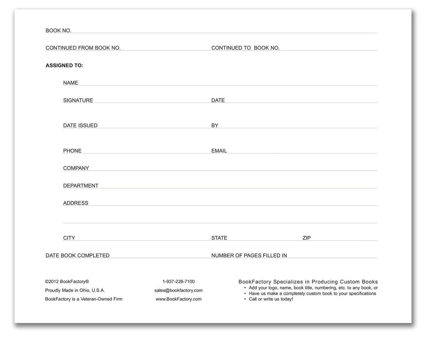 BookFactory Visitor Log Book Visitors Register Sign-in Book - 120 Pages, 8 7/8'' x 7'' - Black Cover, Section Sewn Hardbound (Made in USA)