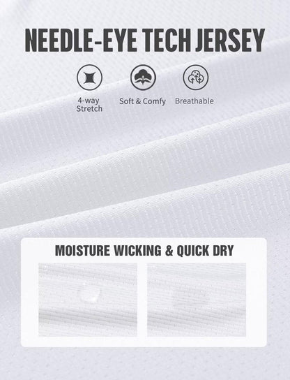 Mens Workout Shirts Dry Fit(White,L)