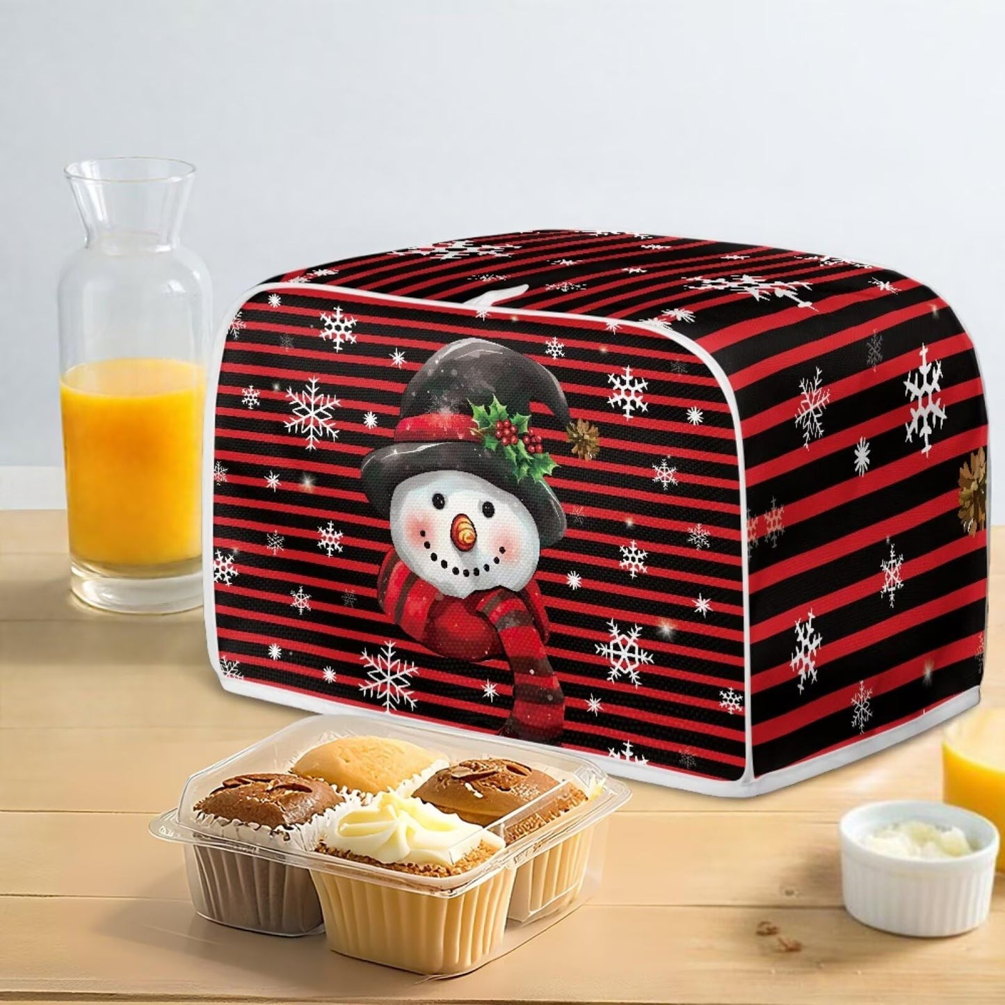ASQVTIFE Christmas Snowman Toaster Covers 4 Slice Wide Slot Christmas Decorations for Home Snowman Appliance Dust Protector Fits for Most Standard 4 Slice Toasters
