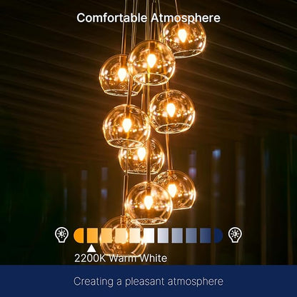 FLSNT LED Candelabra Light Bulbs 40W Equivalent, B11 E12 Small Base Chandelier Bulbs, 2200K Warm White, Dimmable, 330LM, Amber Glass Finishing, 12 Pack UL,CA65 Listed.