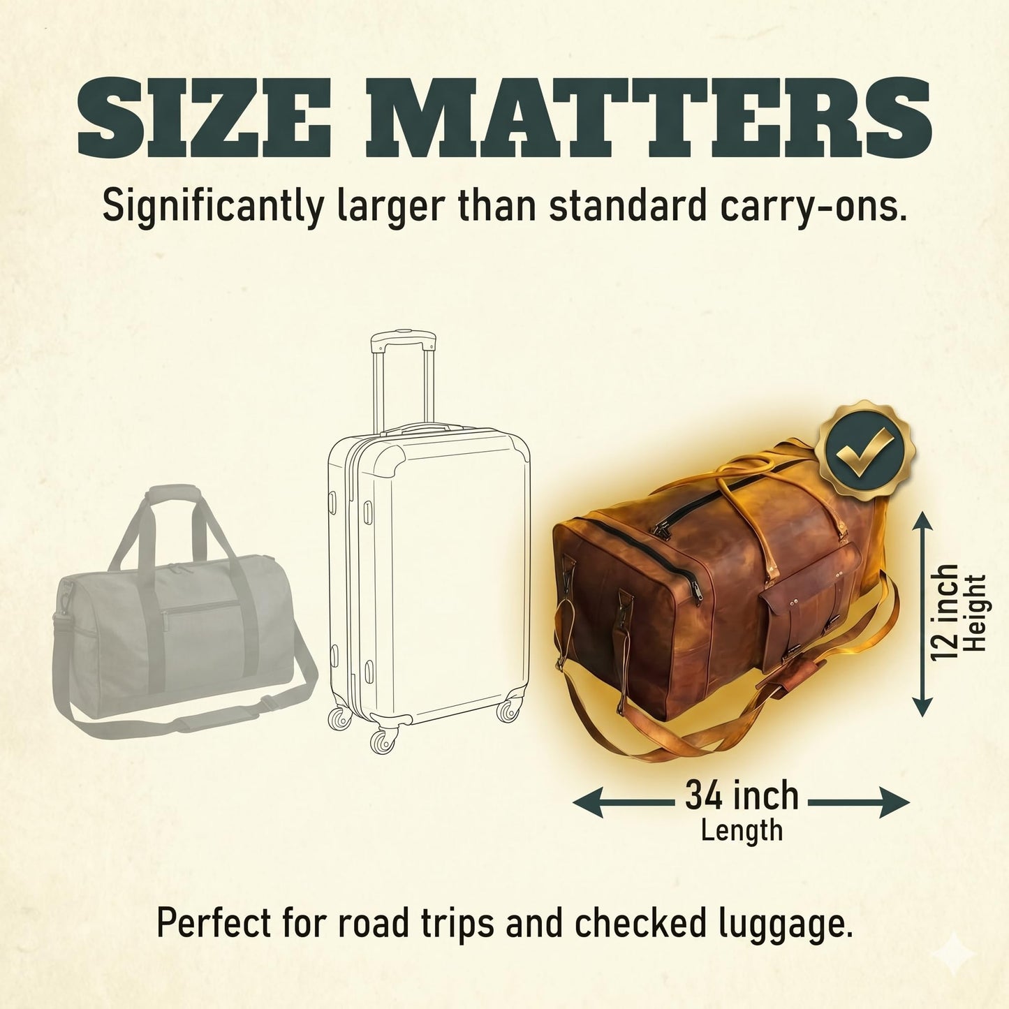 Leather Duffle Bag for Men Luggage Handmade Travel Bag Carry On Luggage Weekender Bags Overnight Gym Sports Cabin Holdall Bag For Airplanes Men And Women (34 Inch Brown)