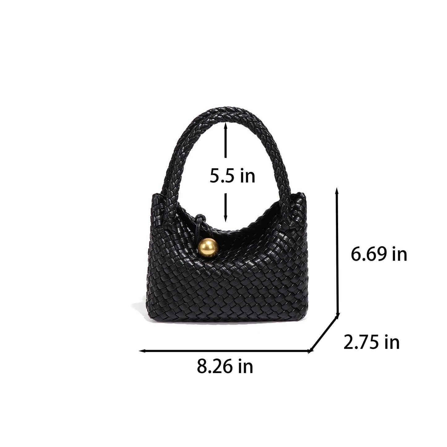 Waiyqju Mini Woven Women's Handbag Lightweight Luxury Vegan Leather Handle Fashion Business Daily Crossbody Bag (6# Off-white)