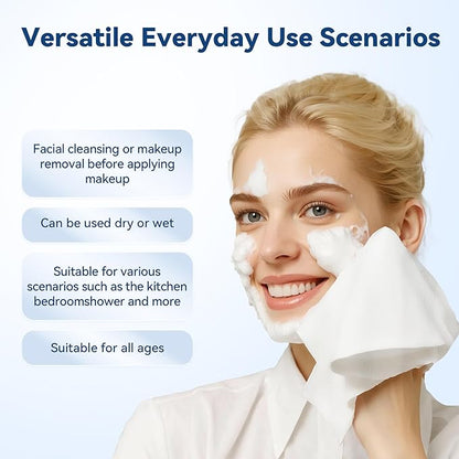 Disposable Face Towelettes, Makeup Remover Dry Wipes, Ultra Soft, 100% Biobased
