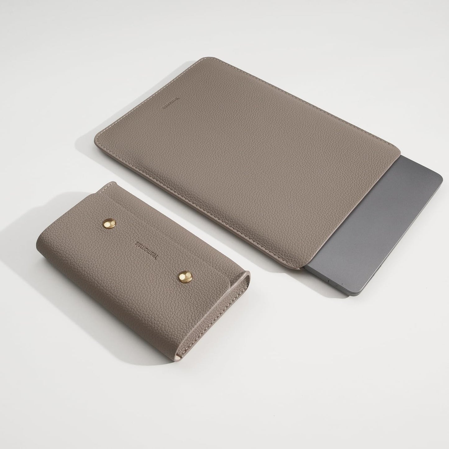 Yesmornsis PU Leather Padded Laptop Sleeve Bag 13Inch Compatible with New MacBook Air 13 A3113 M3, 2024 MacBook Pro 13 M2 A2686 with Charger Pouch Color Camel